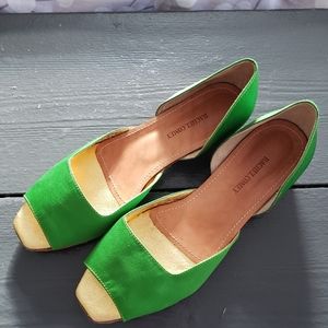 Rachel Comey Lea Green Satin Slide Ons